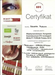 Certyfikat - kongres - Beauty Forum - podologia-min