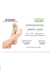Certyfikat - specjalistyczna pielęgnacja stóp Gehwol-min