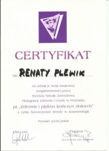 Certyfikat - szkoła zawodowa kosmetyczna-min
